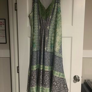 ONE WORLD Green and Blue Maxi Dress